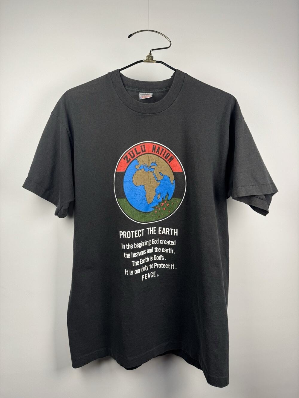 Vintage 90s Universal Zulu Nation Protect The Earth Rap Hip Hop Tee Black XL